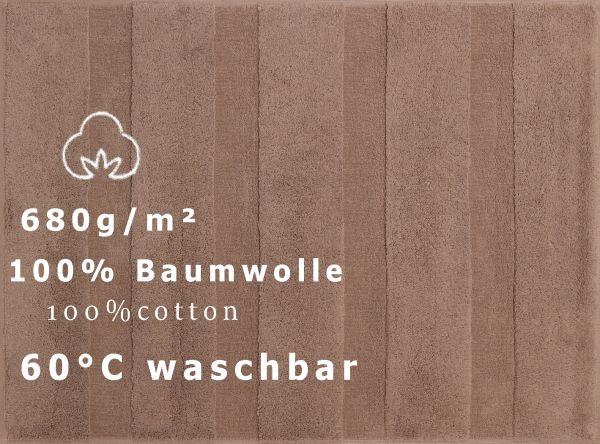 Betz Badvorleger Badematte Badteppich Duschvorlage DELUXE Größe 50x70 cm Qualität 680 g/m² 100% Baumwolle Farbe mokka