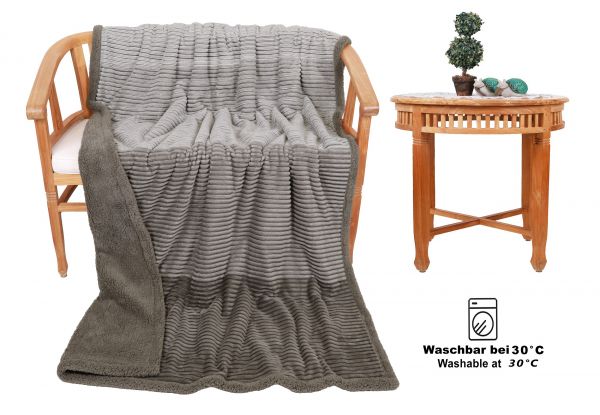 Betz Luxury Cuddle Blanket Home Blanket XXL FLORENZ Colour grey or taupe Size 150x200 cm