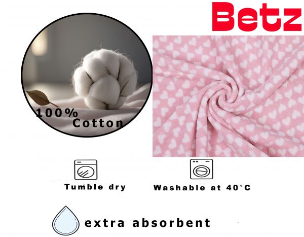 Betz 3 tlg. Kinderset HERZCHEN II  Kapuzenbadetuch Lätzchen Waschhandschuh Baumwolle weiß/rosa und weiß/blau