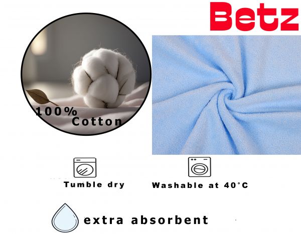 Babyset Betz API 3 pz. asciugamano con cappuccio 85x85 cm 100% cotone 1 asciugamano da bagno per bambini 1 bavaglino 1 guanto da bagno Baby