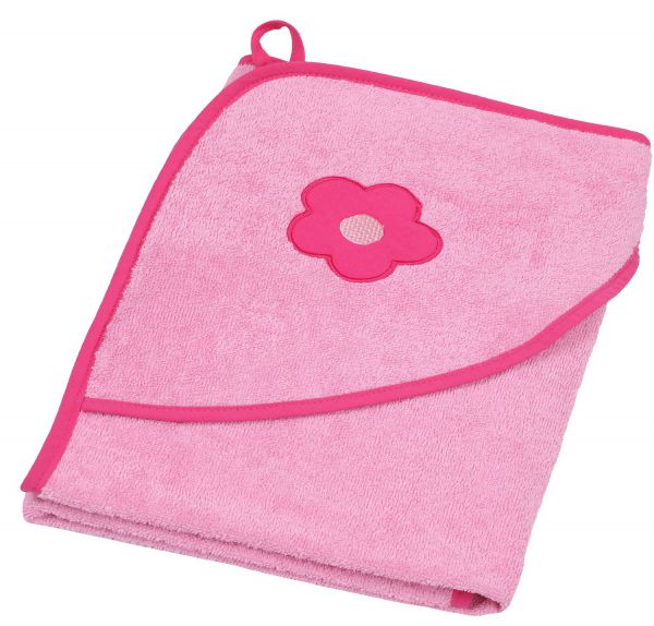 Betz Children Hooded Bath Towel Flower 100% Cotton Size: 80x80 cm Colour: Pink