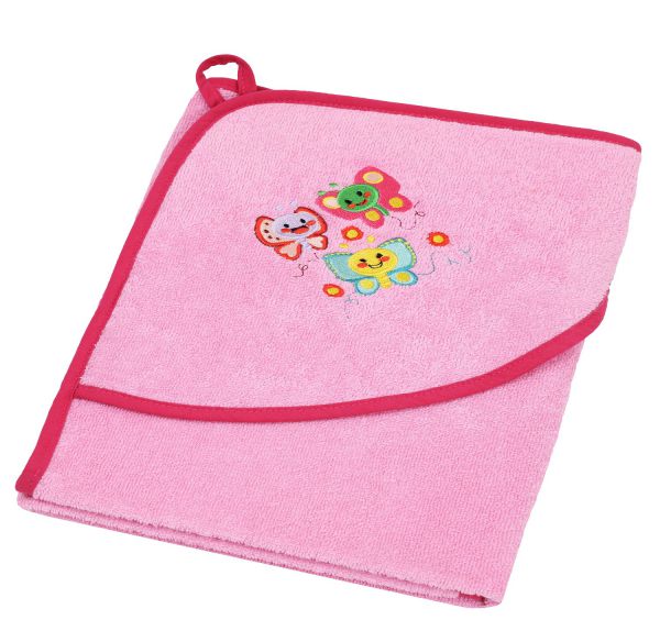 Betz Children Hooded Bath Towel Butterfly 100% Cotton Size: 80x80 cm Colour: Pink