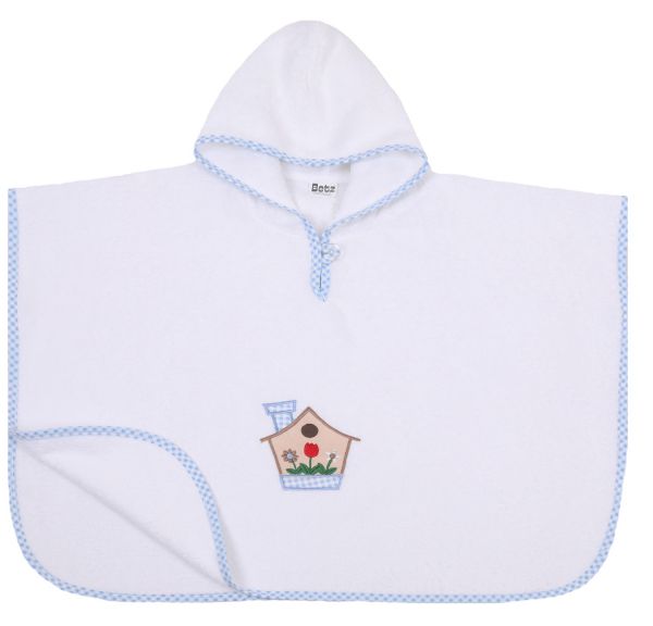 Betz Children Poncho Cottage 100% Cotton Colour: White and Light-blue Size: 68x54 cm