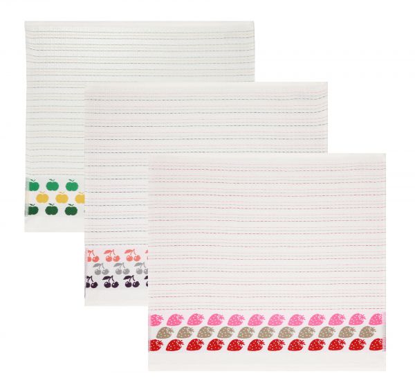 Betz Set di 3 strofinacci  100% cotone motivo Frutti misure 50x50 cm