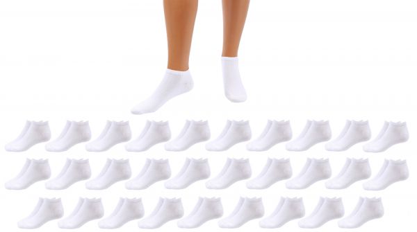 Betz 30 Paar Sneaker Socken Damen und Herren - Füßlinge – Kurze Socken - Baumwolle mit Komfortbund ohne drückende Naht – Classic – Größen 35 – 46 Farben Schwarz Weiß Grau