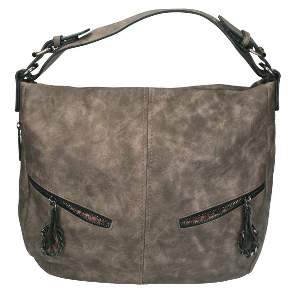 Damen Handtasche PARIS 4 Schultertasche Umhängetasche mit Reißverschluss und 2 Schulterriemen