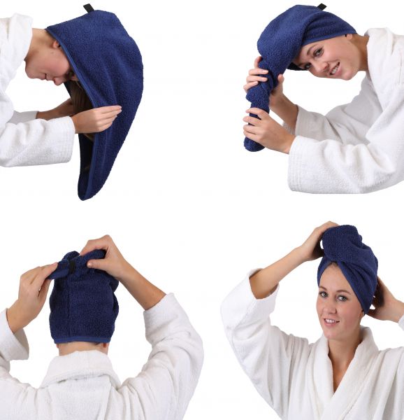 Betz Pack of 2 Turban Towels Hairturban Terry Cloth 100% Cotton Colour: white