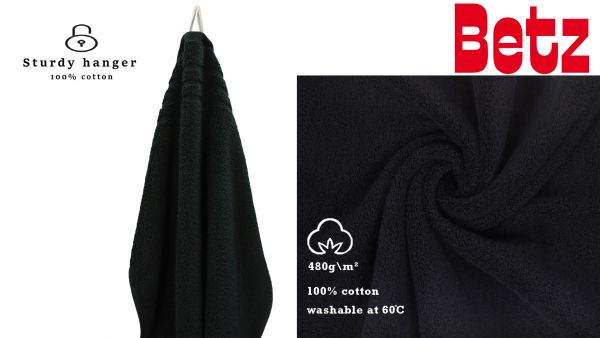 Betz 4-tlg. Handtuch-Set 100%Baumwolle Farbe schwarz 2 Handtücher 50x100 cm 2 Waschhandschuhe 16x21 cm