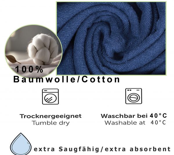 Betz 3er Hundehandtuch Mantel aus Baumwolle mit Klettverschluss – 100 % Baumwolle - Saugstark - Farbe Blau Größe XL