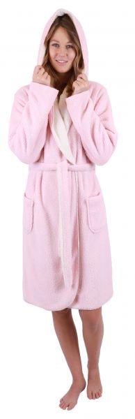 Betz KIEL reversible teddy bathrobe 100% polyester  for men or women  with hood  in sizes S-M and L-XL