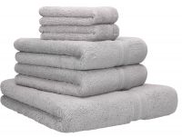 Betz 5 Piece Towel Set GOLD 100% Cotton 1 Bath Towel 2 Hand Towels 2 Face Cloths Colour: silver grey