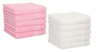 Betz Paquete de 10 toallas faciales PALERMO 100% algodón tamaño 30x30 cm de color blanco y rosa
