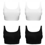 SPEIDEL 4er Pack Sport BH Edition Fitness Damen Bustier Unterwäsche 100% Bio BaumwolleTrägerbustiers 2 Stück Farbe Weiß, 2 Stück Farbe Schwarz