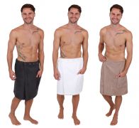 Betz Herren Saunakilt Frottee Sauna Kilt Wellness Regulierbar der Weite durch Knöpfe und Gummizug 100% Baumwolle - BERLIN