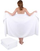 Betz Juego de 3 toallas de baño sauna XXL DRESDEN 100% algodón 100cm x 180cm colore beige arena colore blanco
