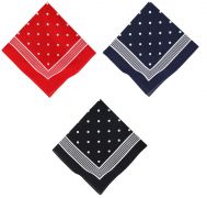 Pañuelo bandana para el cuello con el motivo de punto clasico 55 x 55 cm en los colores rojo, azul marino y negro