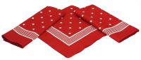 3 piece set XXL Bandana Headscarf Neckerchief with Classic Dot Pattern Size: 70 x 70 cm, Colour: red