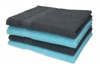 Betz Paquete de 4 toallas de baño PALERMO 70x140cm 100% algodón gris antracita y turquesa