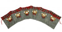 Betz 6 Stück Geschenksäckchen Stoffgeschenksack Geschenkbeutel grau/rot mit Bär Größe: 14 x 17 cm