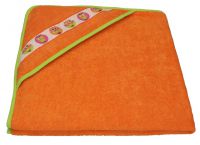 Children Hooded Bath Towel OWLS 100% Cotton size: 90 x 90 colour: orange