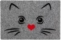 Betz Fußmatte Fußabstreifer Schmutzfangmatte Katze mit Herzmund  Farbe grau Größe 40x60cm