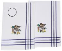2 Piece Set Waffle Tea Towels blue, embroidered Motive: Ducks, Size: 50 x 70 cm