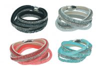 Wrap Around Bracelet with magnetic clasp and Rhinestones 1,5 x 39 cm by Betz