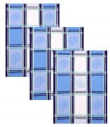 Betz 3 Pieces Tea Towel Set ITALY Design: SHELLS 100%Cotton Colour: blue-turquoise Size:50x70cm
