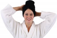 Betz Juego de 2 piezas de turbantes toalla para el pelo 100% algodón tejido de rizo de color negro